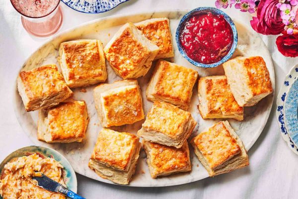 cream cheese biscuit square with jam